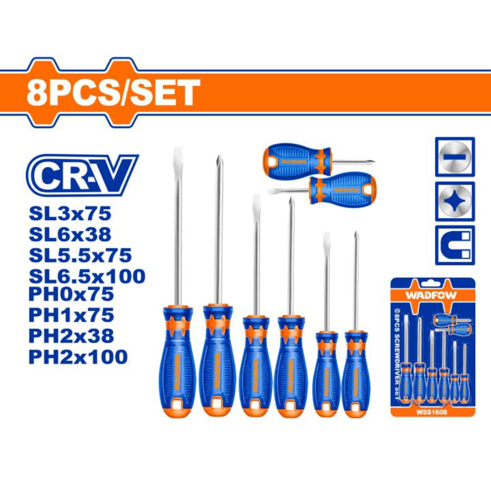 Wadfow - 8 Pcs screwdriver set - WSS1408